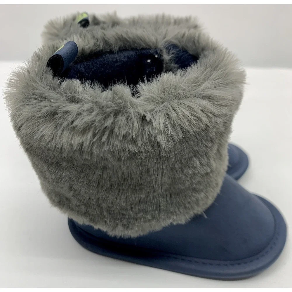 First Steps‎ By Stepping Stones Blue Faux Fur Booties 3-6 Months